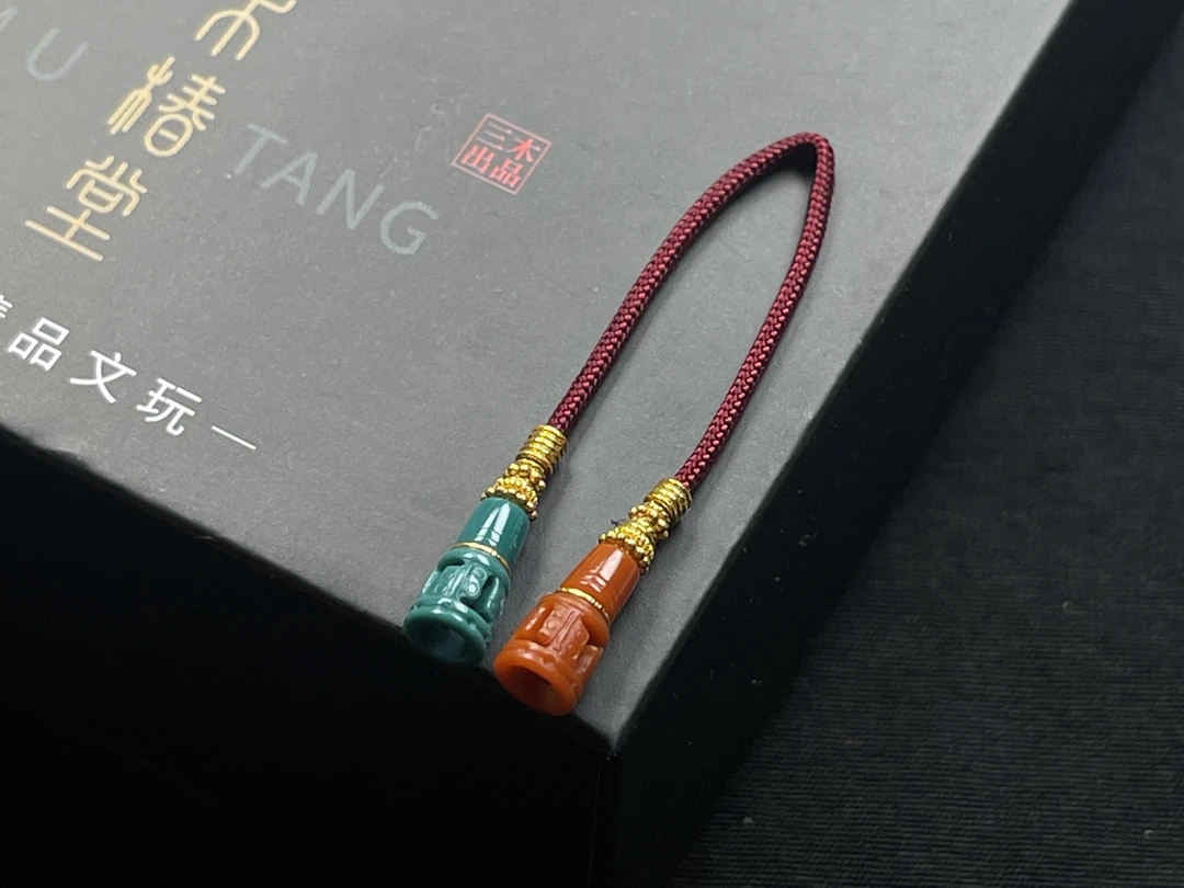 原矿绿松石降魔杵、万佛塔弟子珠➕瓦西南红➕18k 全品无暇