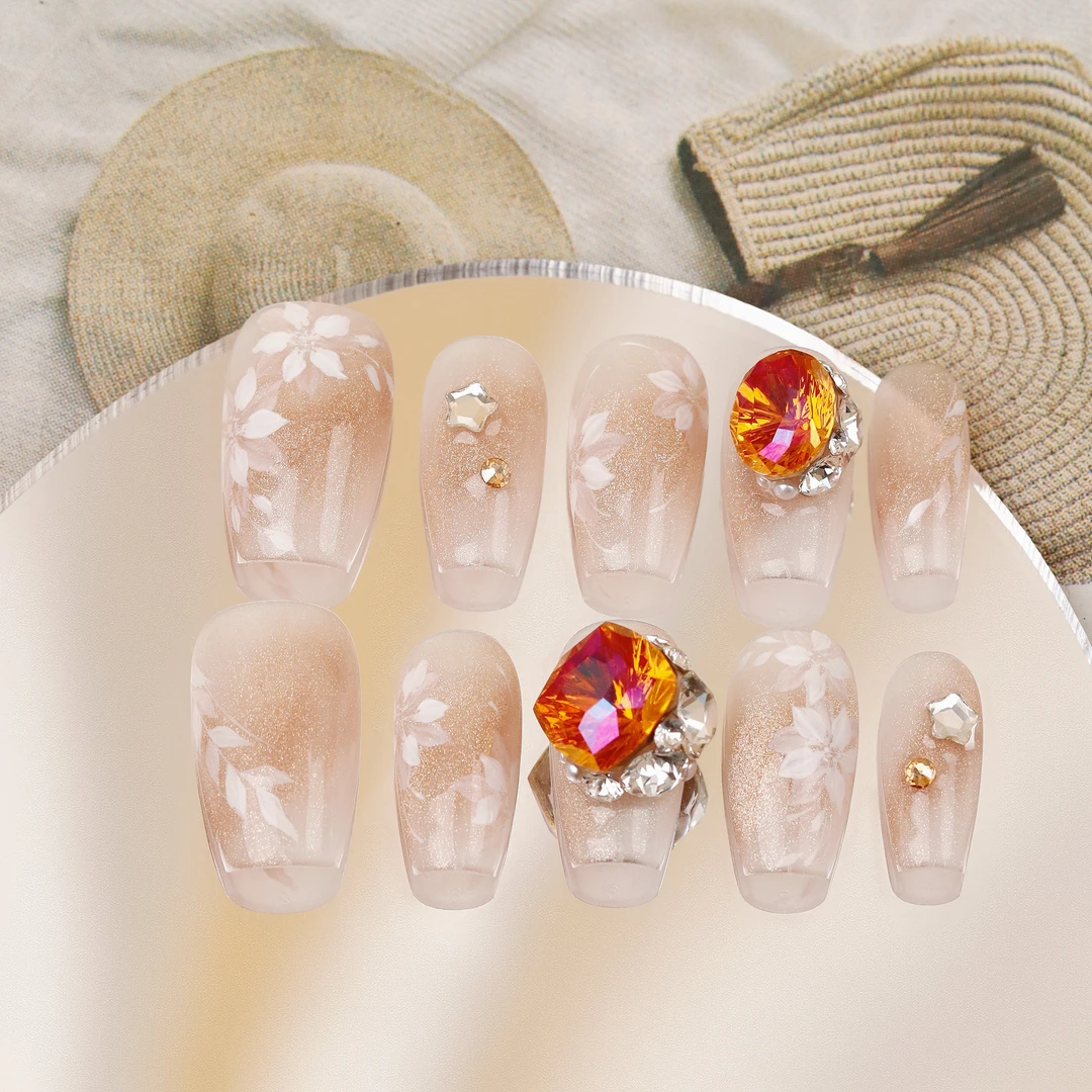 郭小双穿戴甲【樱花念曲】全华版手工穿戴甲10片盒装-H30669