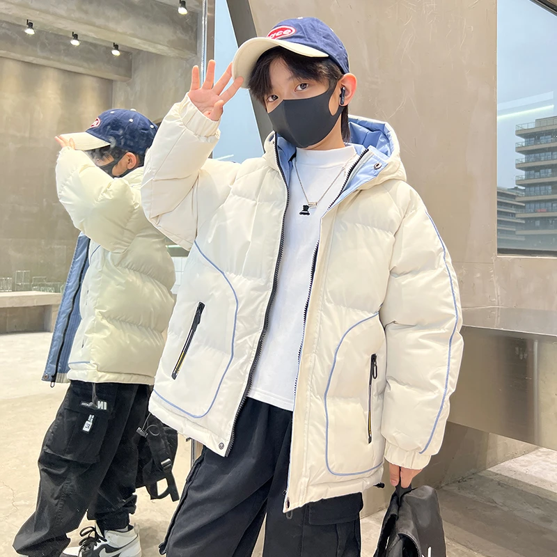 巴拉线上秋冬新款男童加厚款连帽棉袄棉服中大童棉衣冬季帅气儿童