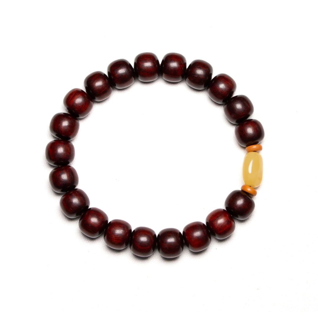 小叶紫檀老型蜜蜡手串-多样性发一-珠径约9*10mm