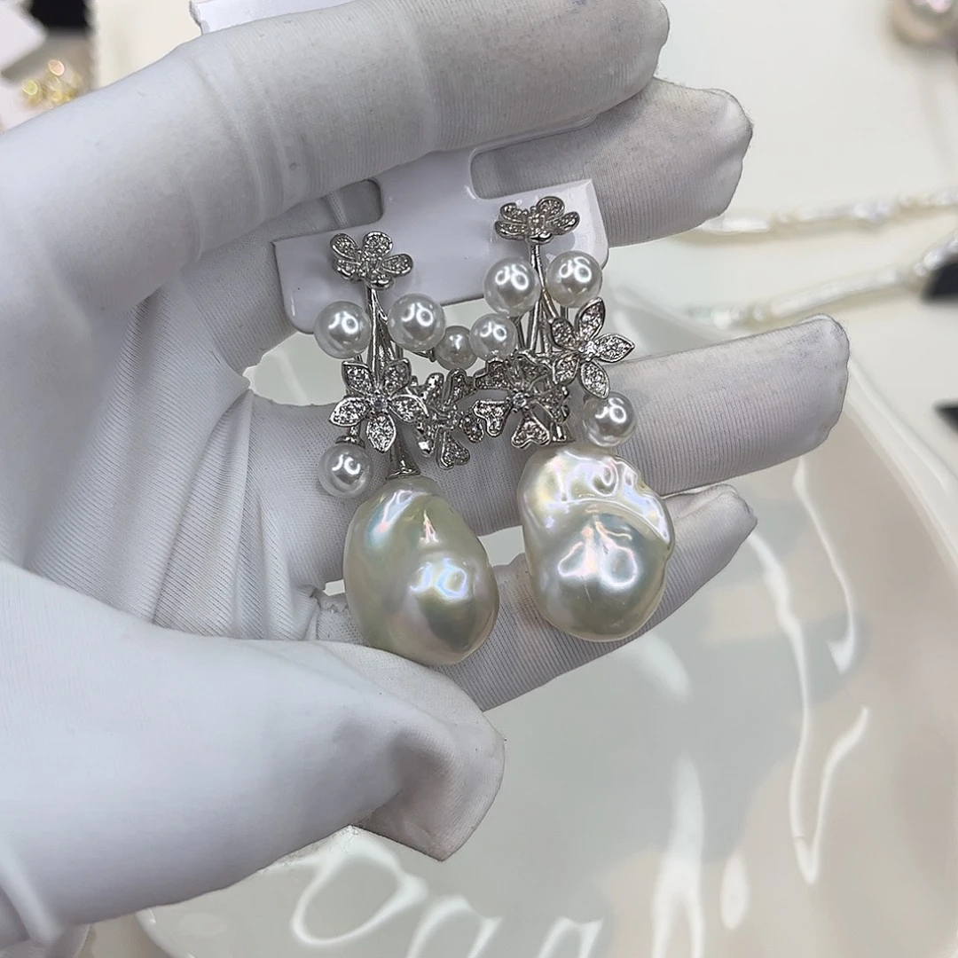 耳饰合金淡水珍珠