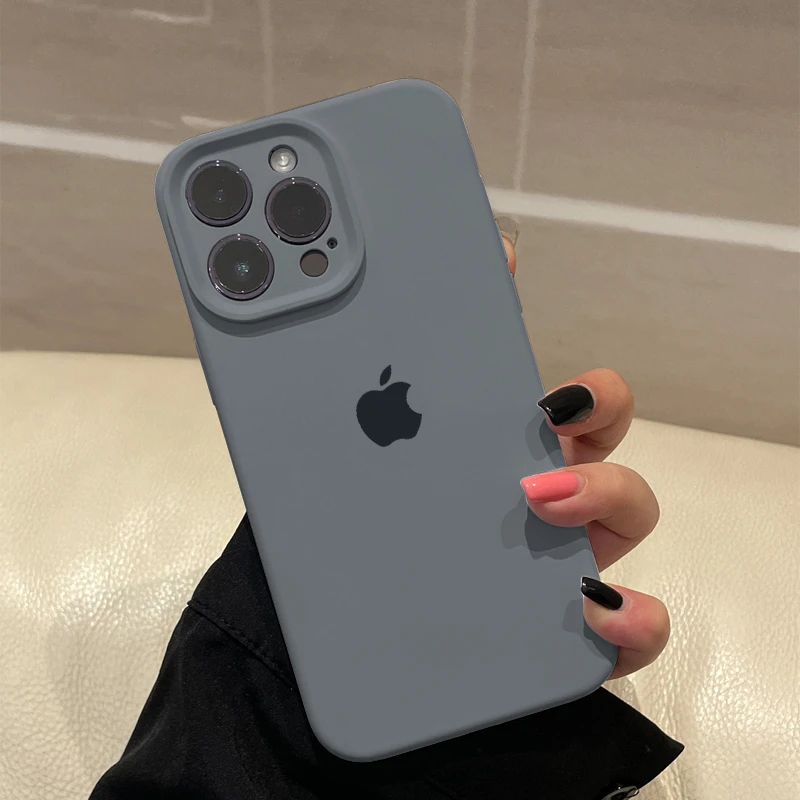 ins碳灰色适用于iPhone15液态硅胶手机壳苹果14/13/12pro简约防摔