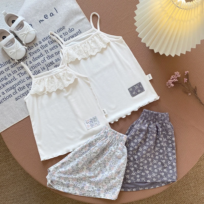 婴幼儿套装夏季薄款女童可爱宝宝儿童吊带短裤韩版两件套外出洋气