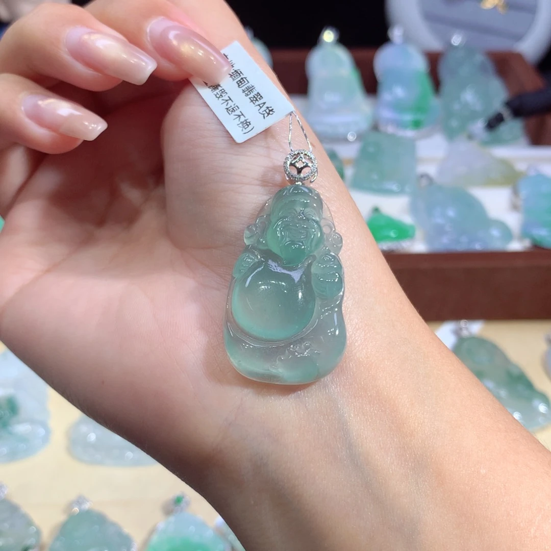 吊坠(不含链)18K金镶嵌翡翠