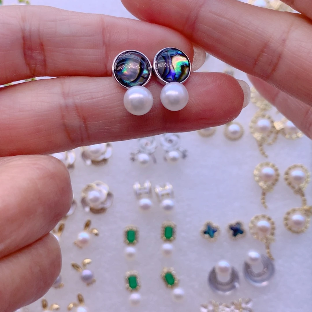 合金淡水珍珠耳饰