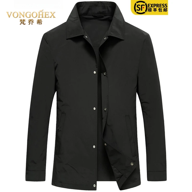 VONGOHEX春秋季衬衫式夹克男士翻领薄款休闲派克单层茄克衫外套