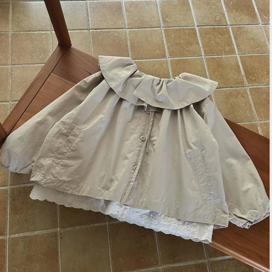 女童秋季外套2025新款洋气时髦超好看森系花边秋装女孩上衣