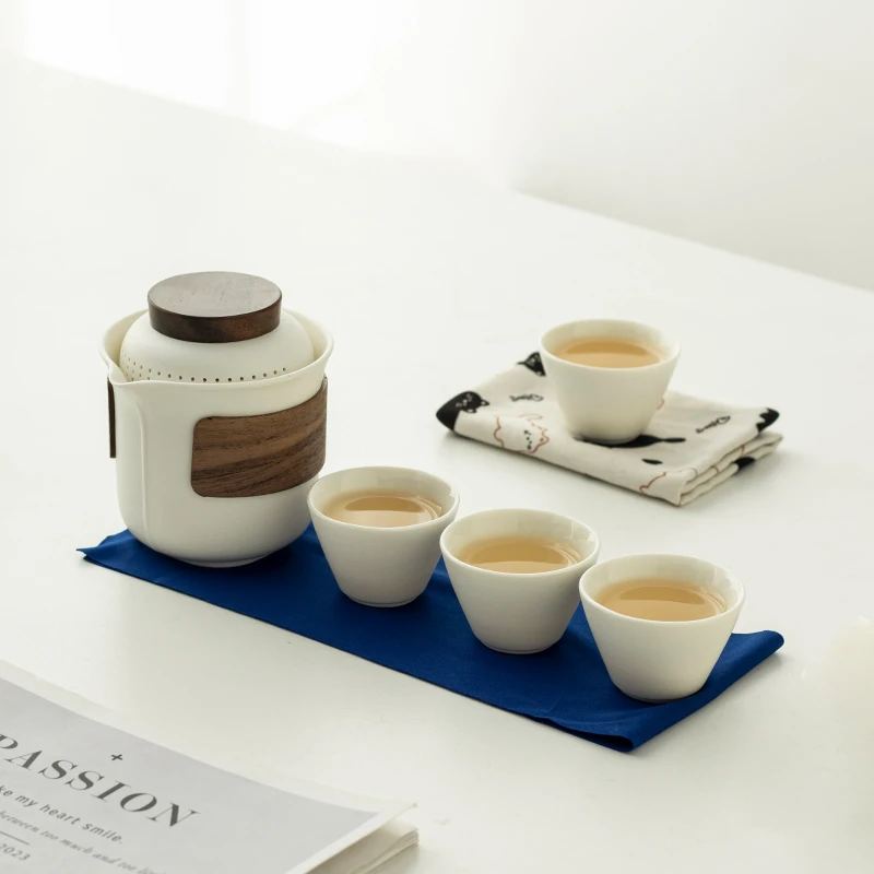户外露营便携式泡茶壶旅行茶具小套装高端全套简约陶瓷防烫快客杯