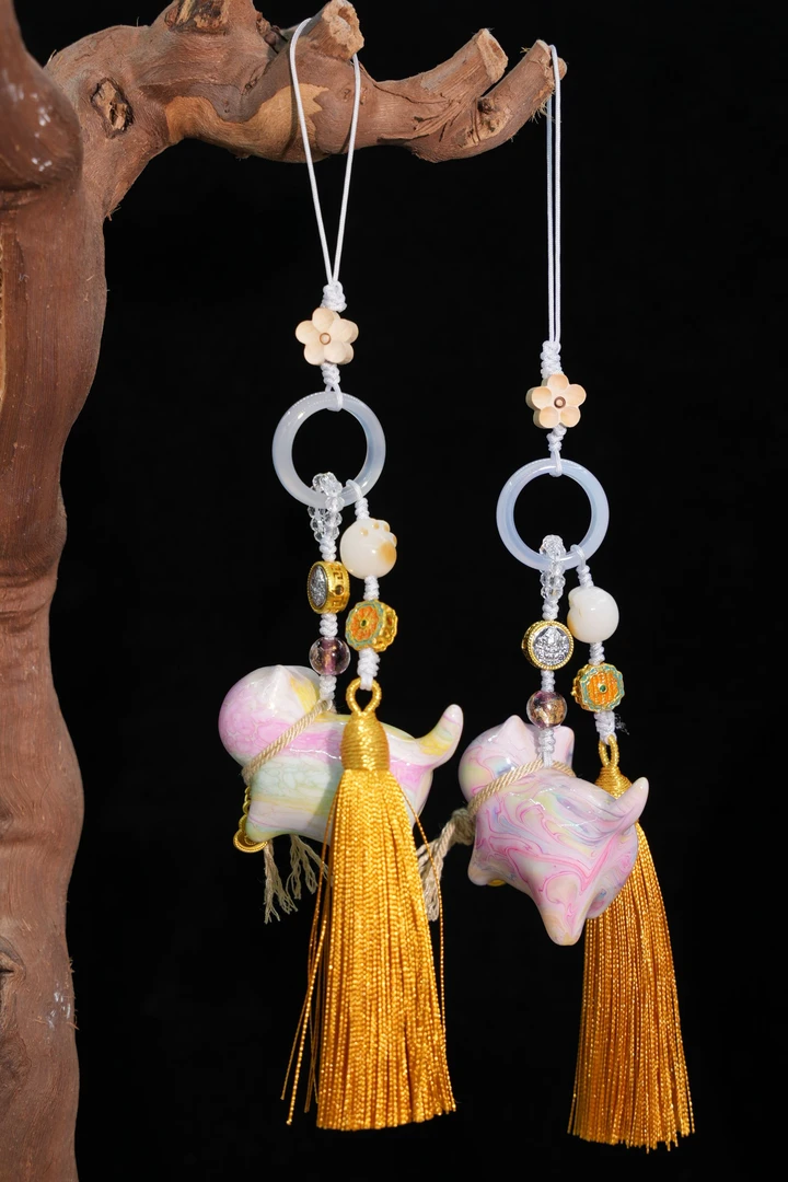 大漆猫咪手机挂件多样性发一件JYY0705904