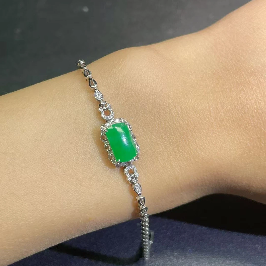 缅甸A货翡翠南非真钻18K金