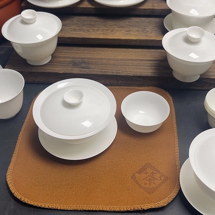 骨瓷元宝盖碗盖下120ml➕5个50ml宽口玉兰杯