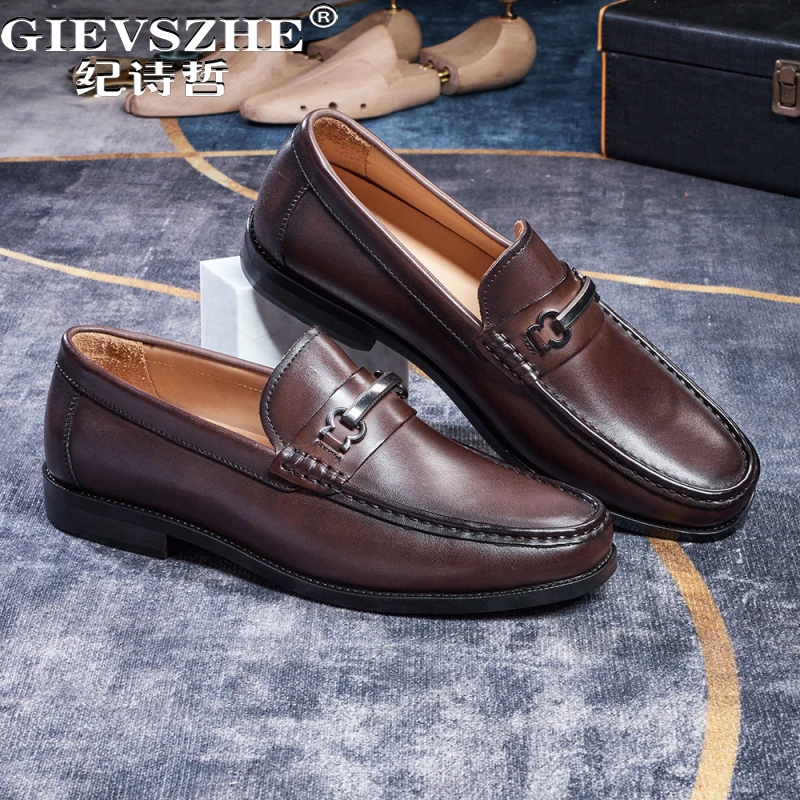 纪诗哲男鞋百搭时尚透气休闲鞋子男士潮流轻奢皮鞋简约商务乐福鞋