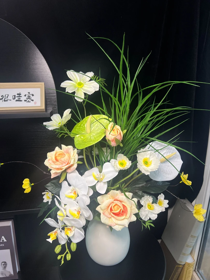 Z仿真茂盛生命假花花束餐厅卧室客厅花艺拍照摆件卷边装饰逼真