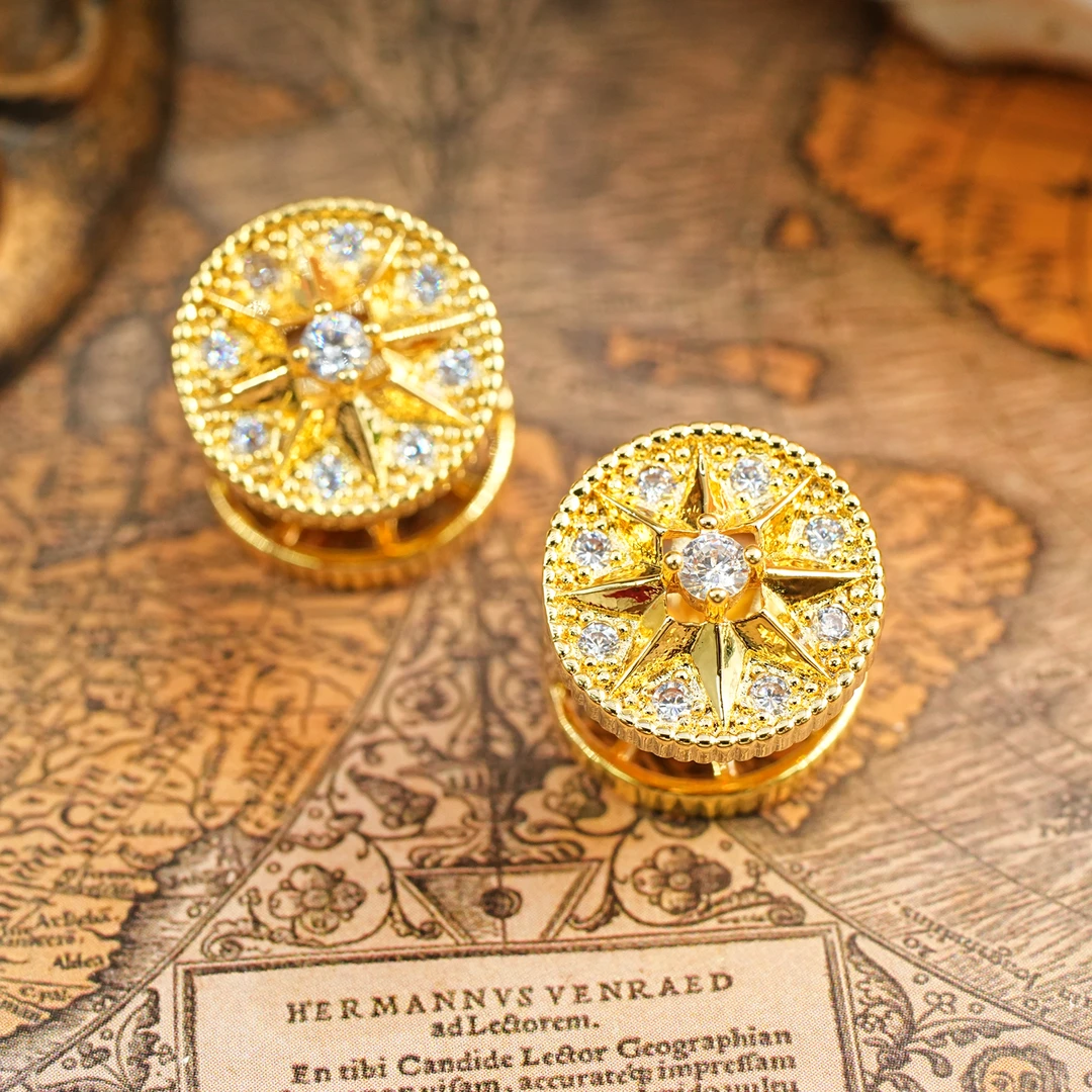 铜合金耳饰 【560】耳钉 八芒星满钻双面百搭时尚气质