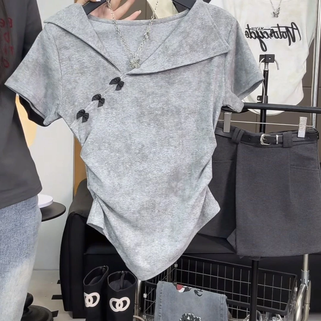 【高级扎染】2025夏季新款扎染上衣女修身显瘦高级设计感正肩短袖