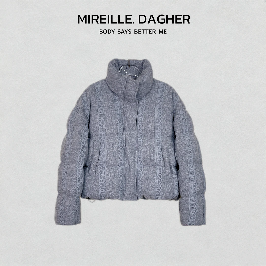 米莱Jiaer/冬季新款时尚立领刺绣显瘦保暖拼羊毛羽绒服29832