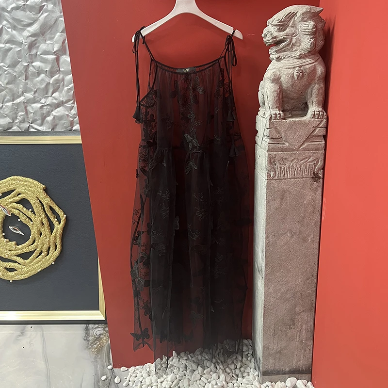 908篱君原创设计新款花边蝴蝶罩衫夏季服饰设计师吊带