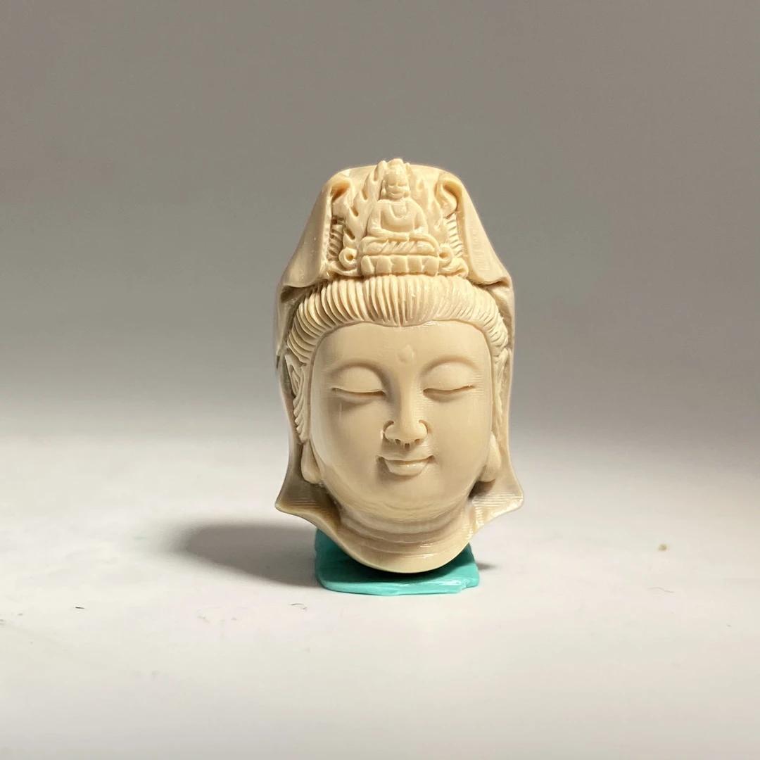 猛犸牙雕白冰料观音佛首吊坠32*20*15mm假一罚四X1327
