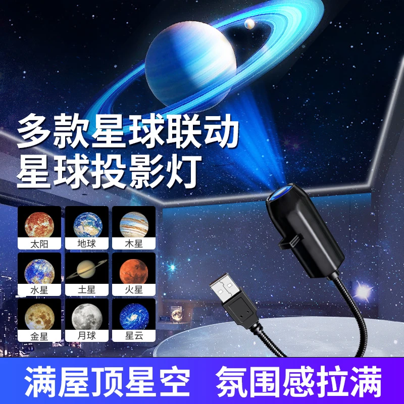 车载星空灯星空投影灯迎宾灯情侣生日浪漫汽车氛国灯月球