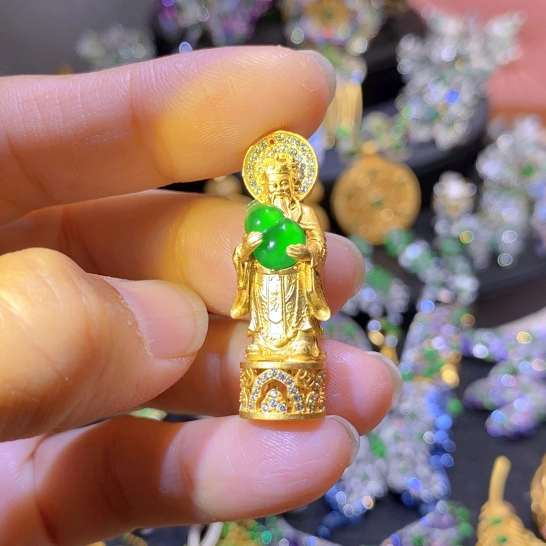 吊坠(不含链)银S925镶嵌翡翠