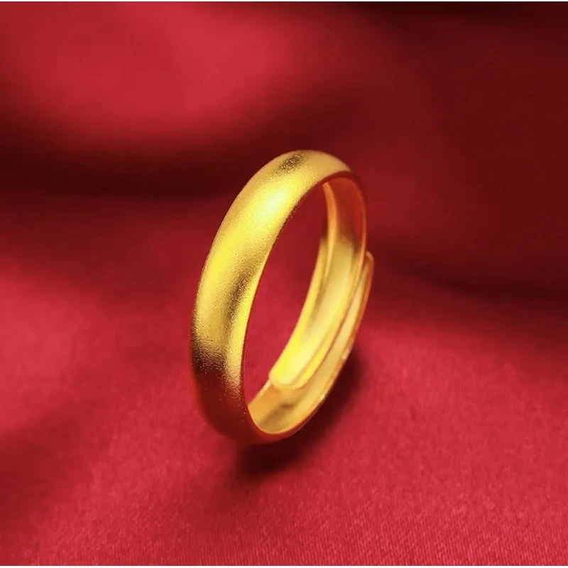 合金戒指 【磨砂小戒指】开口可调节时尚百搭大气素款古法传承金色