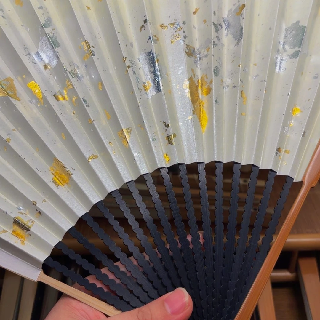 扇子白撒金龙鳞老川料158