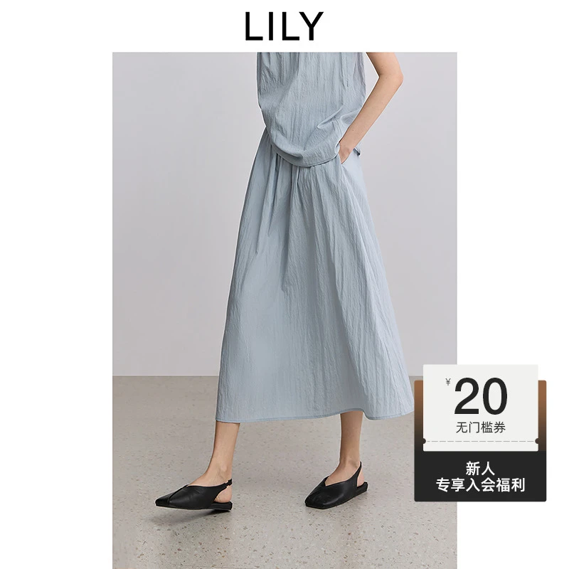 【一秒入夏】LILY2025夏新款莱赛尔混纺洋气休闲半身裙125219C6940