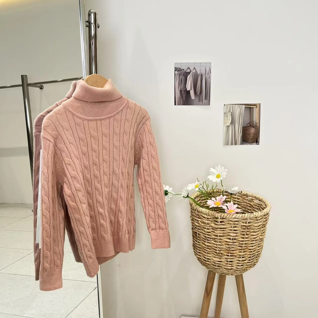 秋冬女童高领毛衣肉粉色 8267蕊系