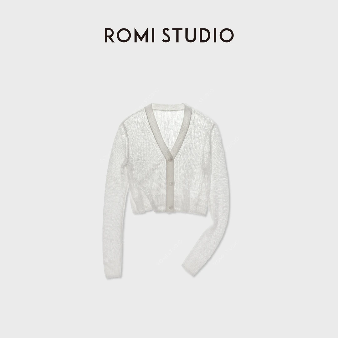 ROMI STUDIO“空调衫”羊驼羊毛混纺镂空织花毛织开衫 RWDSST3428