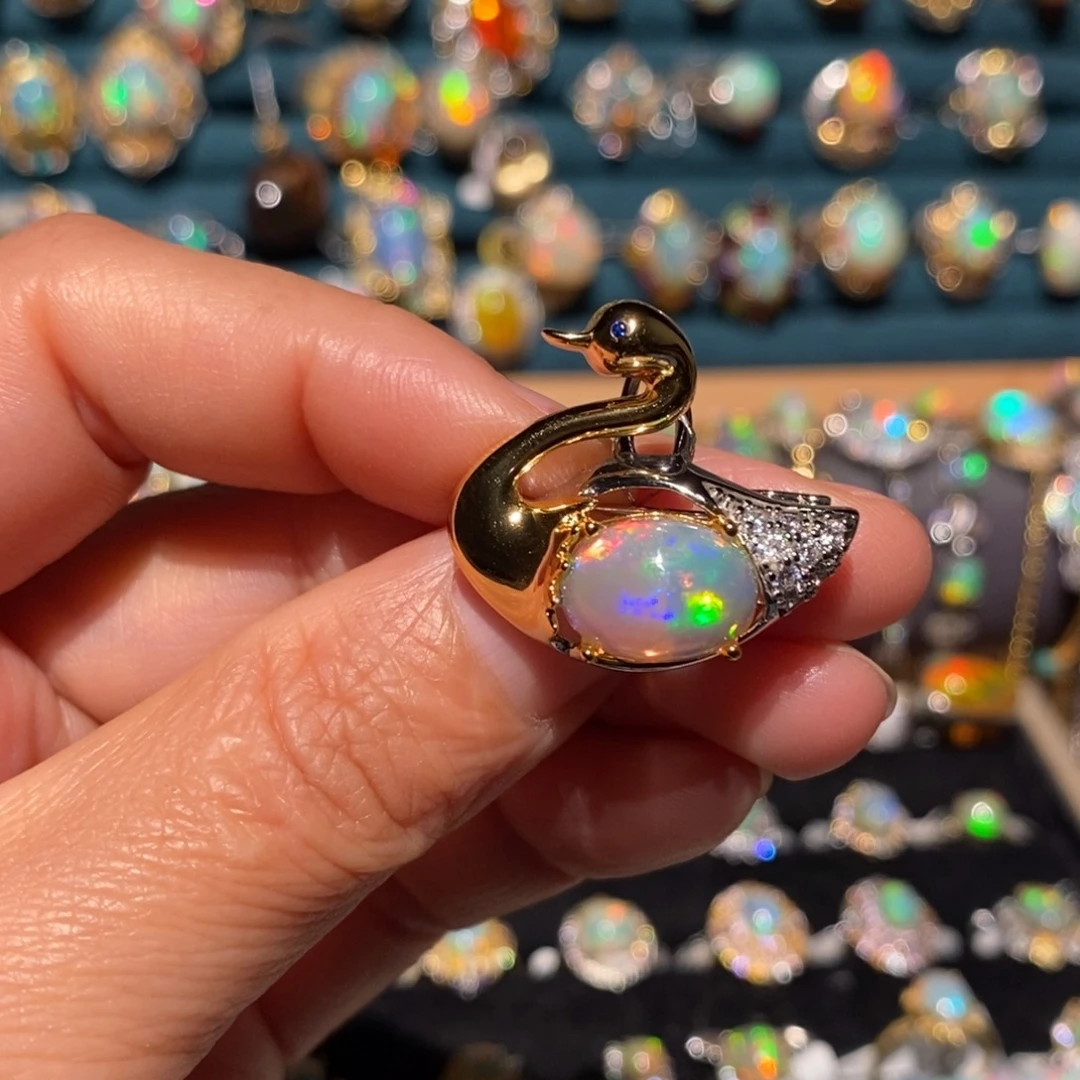 欧泊银S925镶嵌胸针吊坠两用款