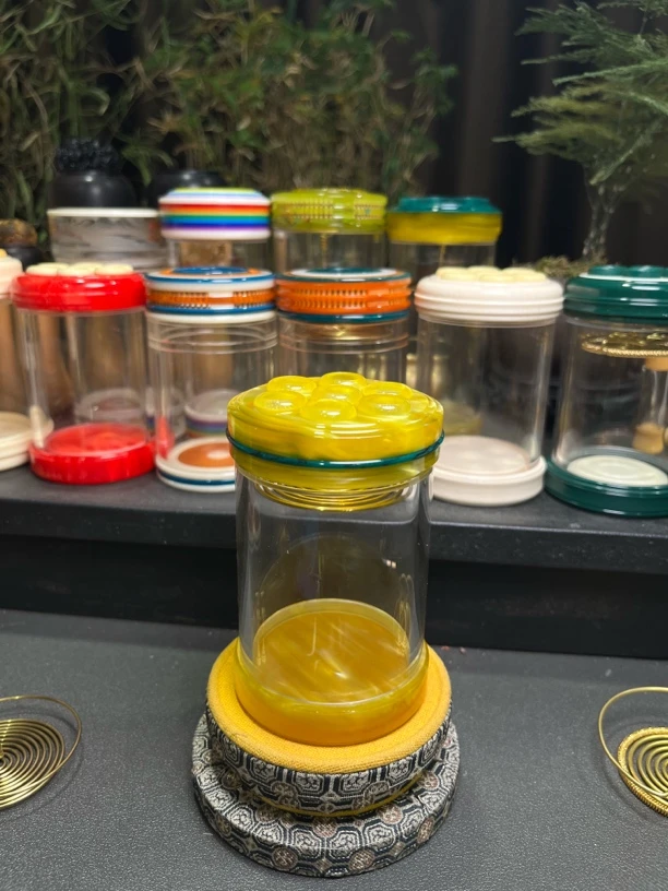 【老虎款】鎏金蜜蜡三拼蝈蝈罐配等间距簧