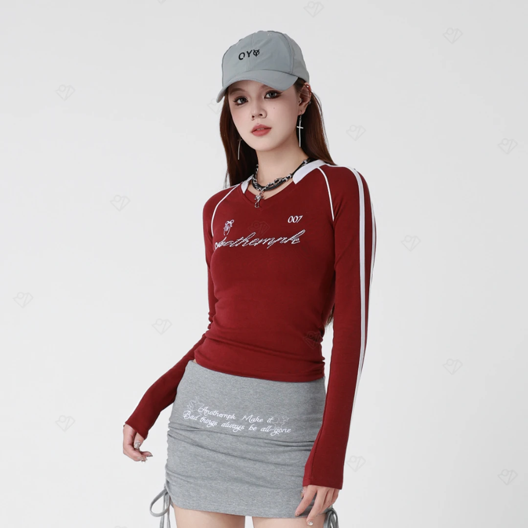 ANPK美式复古时尚印花长袖T恤AD122I8526