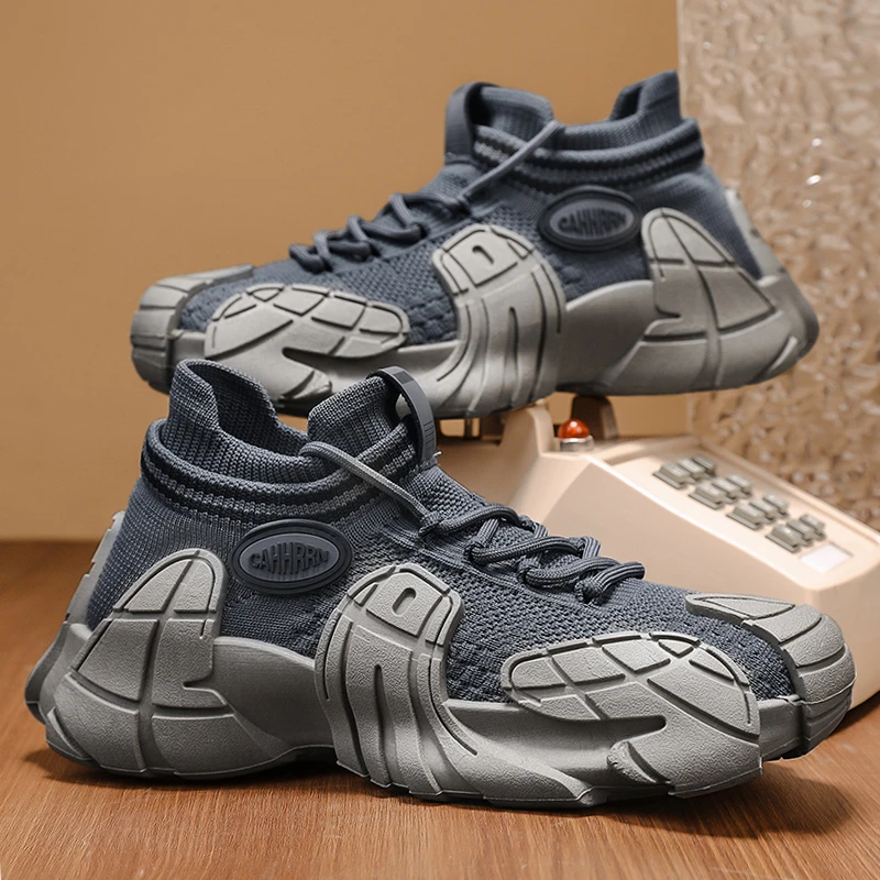 跑步鞋男款运动透气网面男鞋复古港风潮流百搭厚底减震老爹潮鞋子