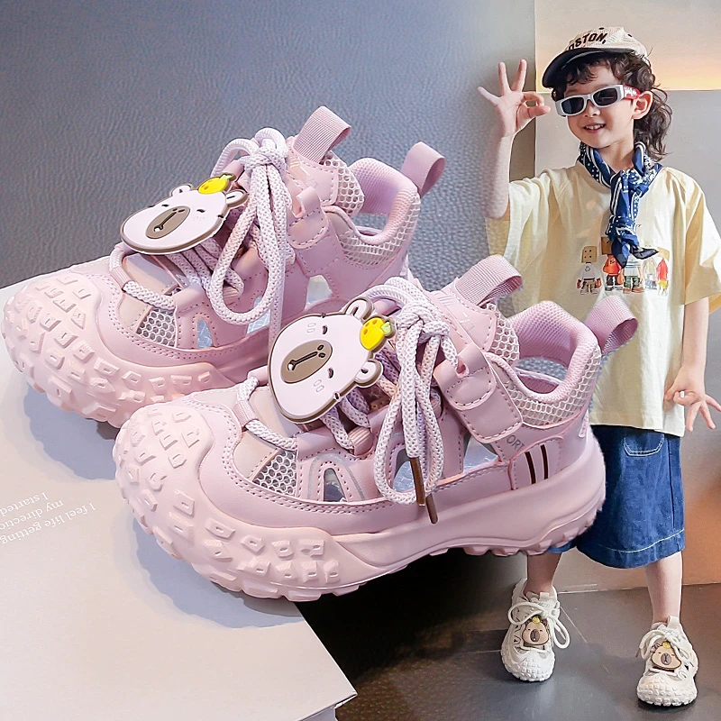 儿童凉鞋女网面运动鞋女童朔溪男童卡通单网框子鞋卡皮巴拉S-080