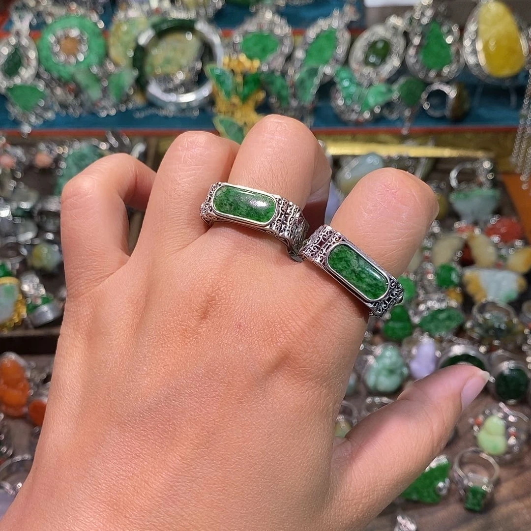 散珠翡翠戒指炸炸炸