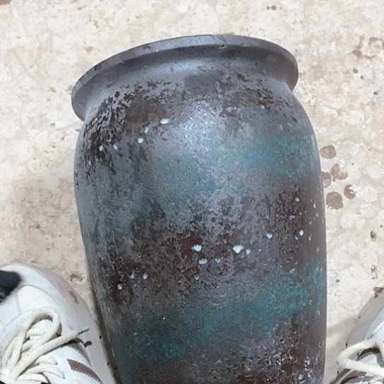 紫砂花盆口20高度31黑刷