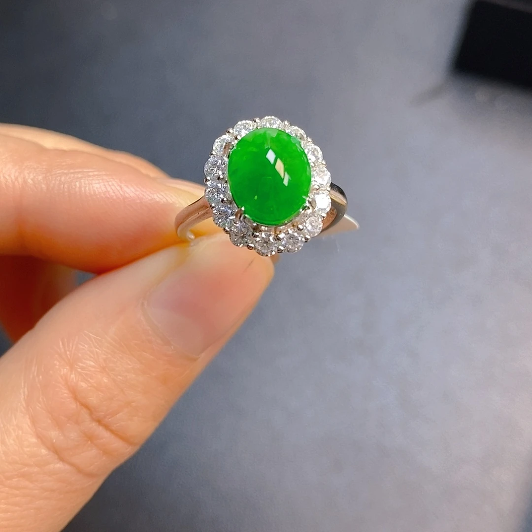 翡翠银S925镶嵌戒指