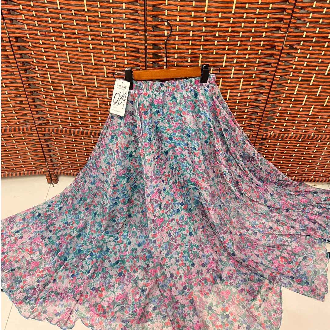 084（慧敏专属）超大摆显瘦碎花高腰气质时尚春夏长款裙女