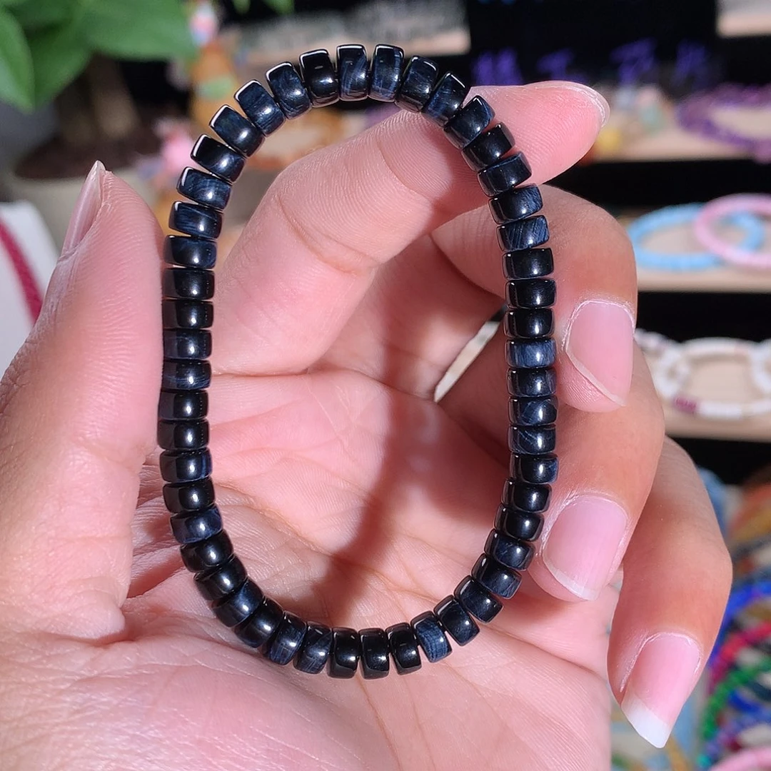 未镶嵌手串木变石（虎睛石）精工药片蓝虎眼6mm