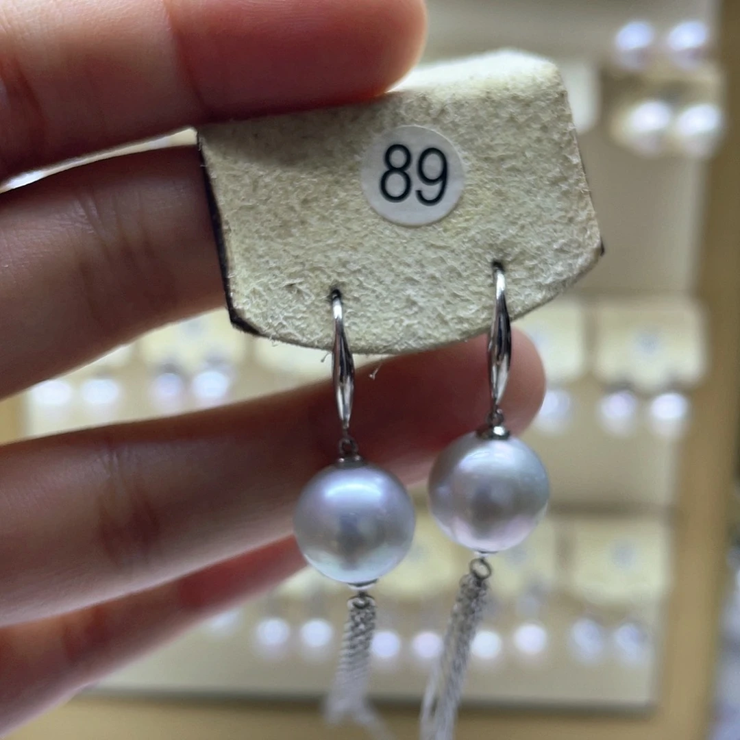银S925镶嵌淡水珍珠耳饰