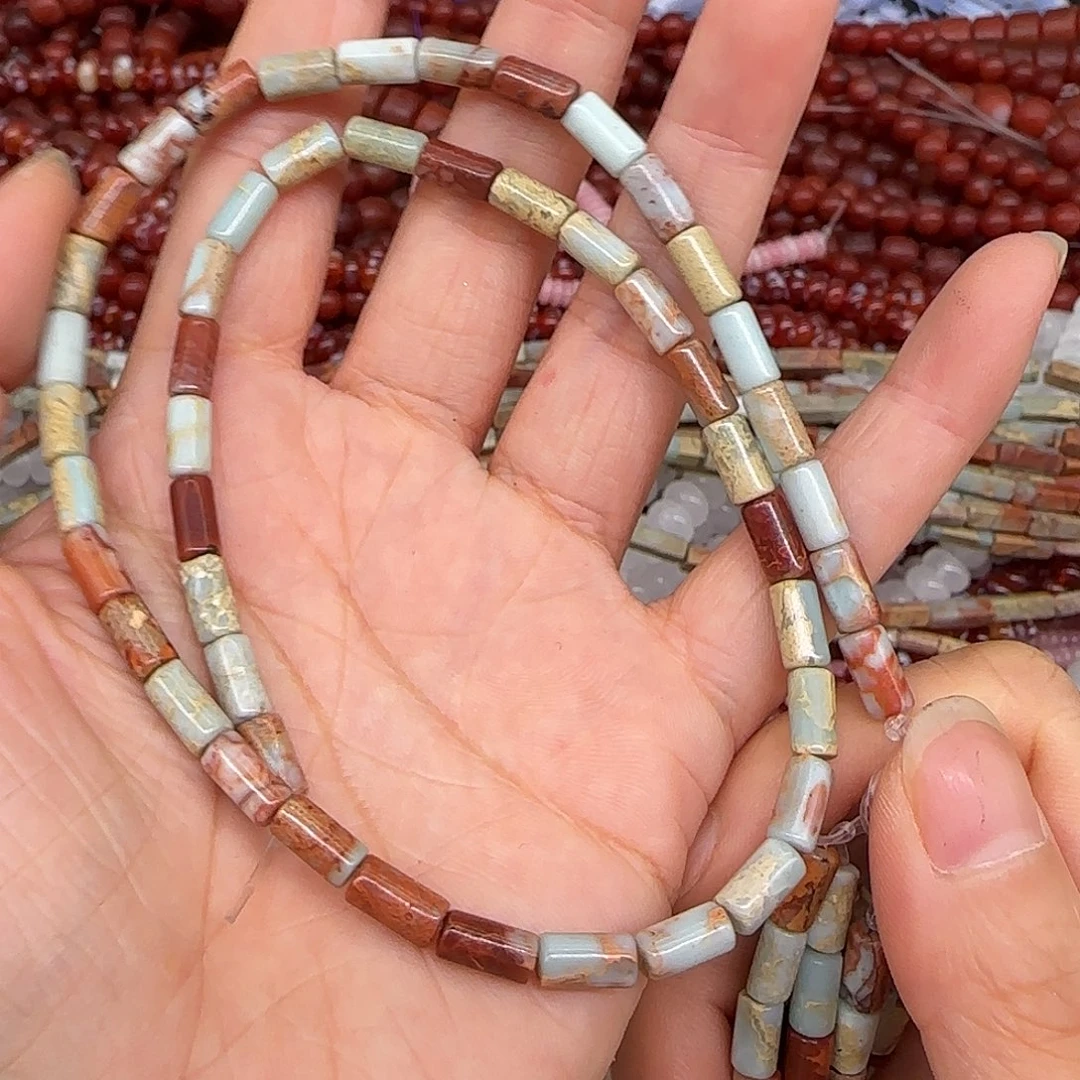 玛瑙/玉髓合金珠宝半成品寿山石4-8mm管珠一条