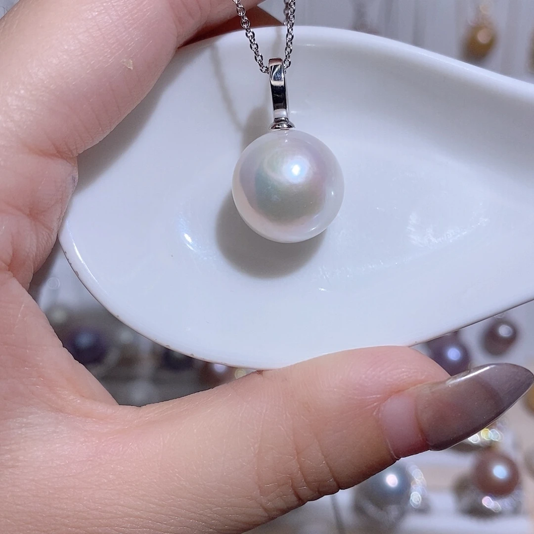 淡水珍珠银S925镶嵌吊坠(赠链)w