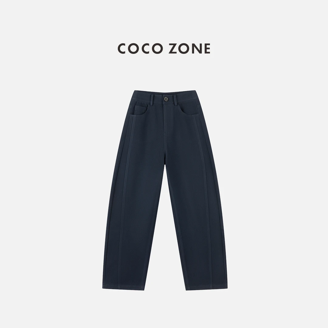 COCO ZONE 刘一一 女士简约百搭休闲裤纯色通勤风直筒裤CC2C1732