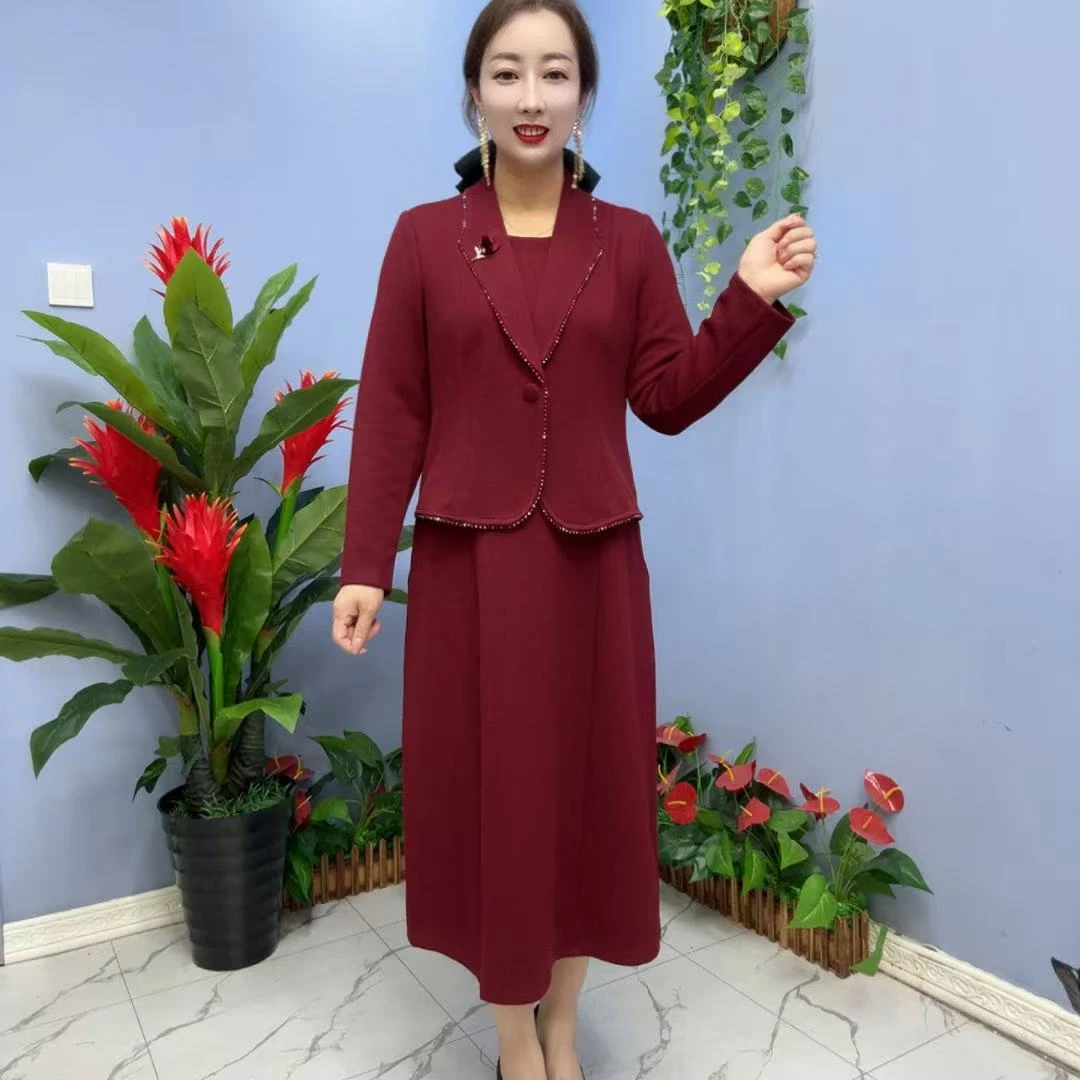 6358款气质长袖时尚洋气假两件连衣裙