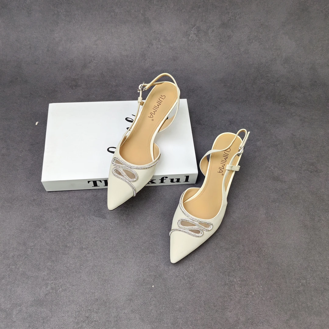 2025夏季新款时尚百搭尖头高跟女士包头凉鞋-608-202