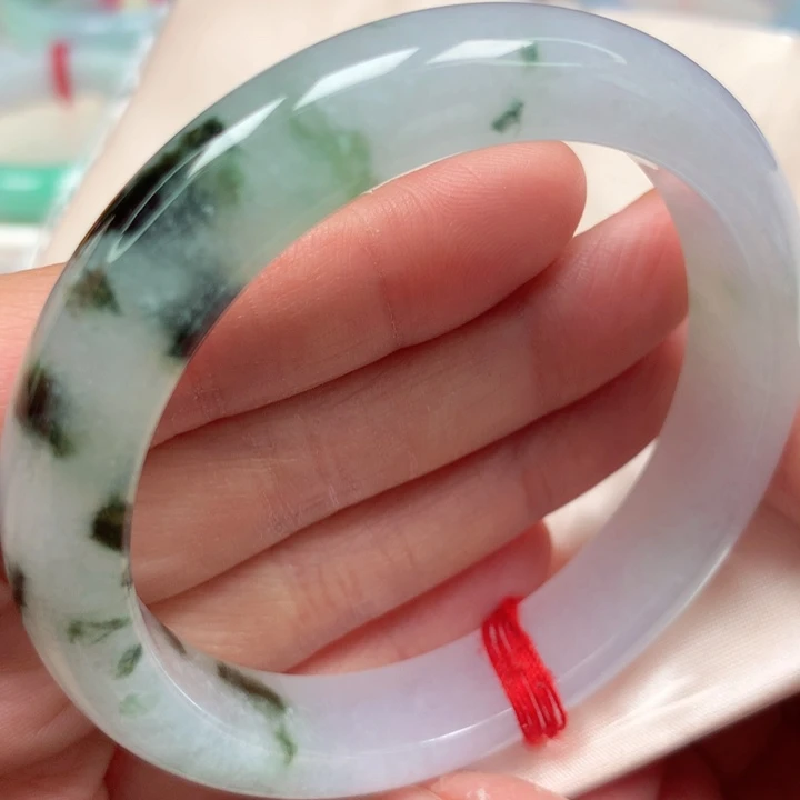 翡翠手镯未镶嵌糯冰水墨画27