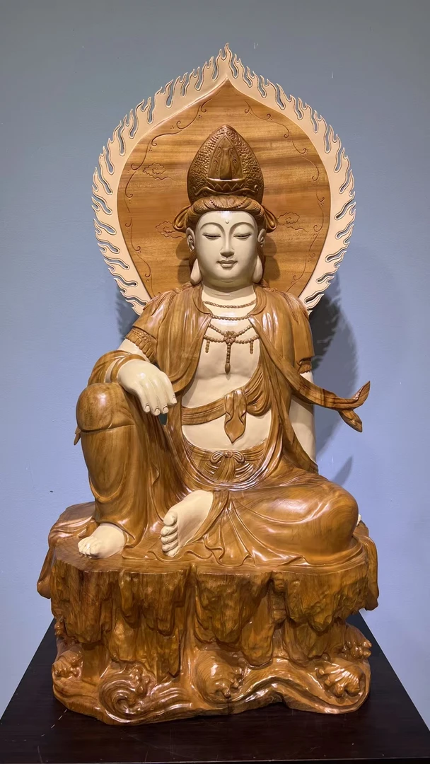 香樟木   人物雕刻摆件  长66 宽42 高120