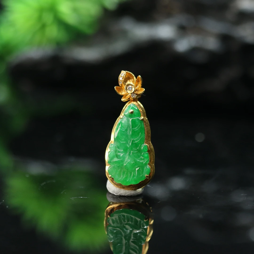 FC52天然缅甸翡翠A货18k白菜吊坠/000302/保利厦门拍卖