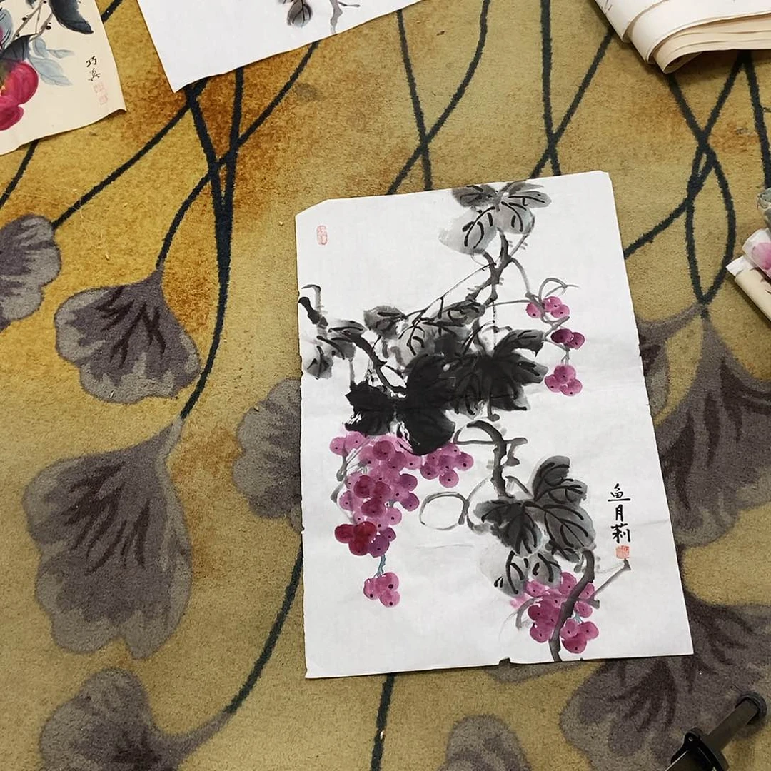 版画古*月鱼月莉45.68手绘画心