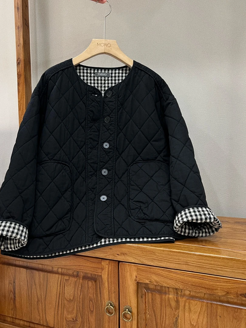 韩国正品/不支持退换/XY/菱格圆领棉服/0912